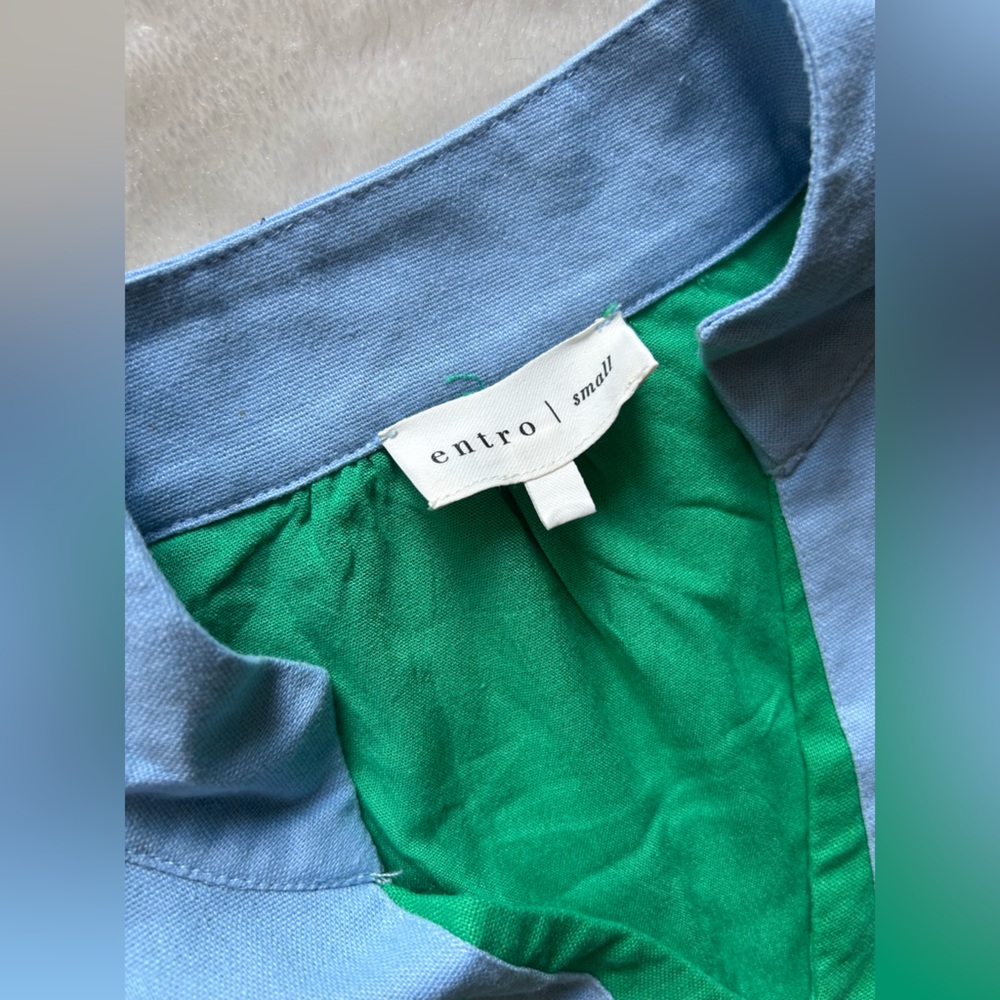 entro Green Dress with Light Blue Trim - Picture 2 of 5